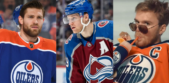 NHL:n parhaat tehopelaajat keskellä: Leon Draisaitl, Nathan MacKinnon ja Connor McDavid